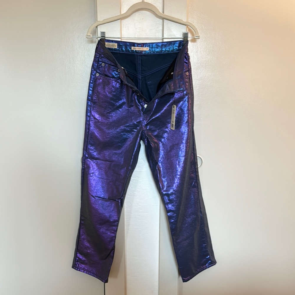 Levi's Purple Metallic Straight Leg Jeans